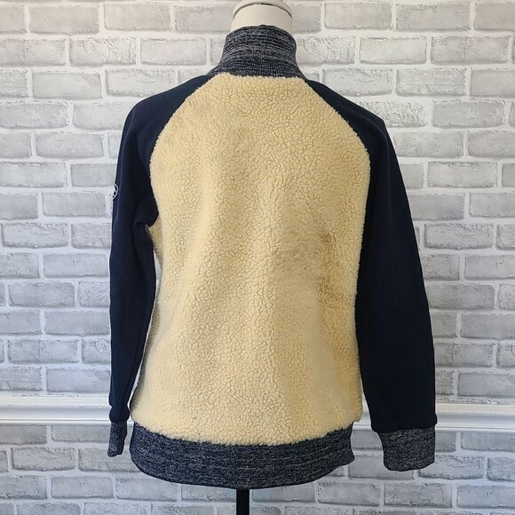 Ariat Tek Sherpa Baseball Bomber Jacket Cream Blue Fleece NEW  Womens S Gorpcore - Picture 3 of 11